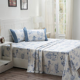 Royal Botanic 200 TC Nature Toile 100% Cotton Bed Sheet With Pillow Case