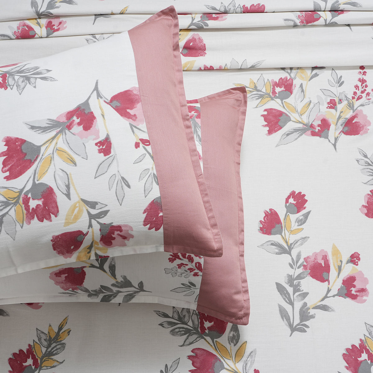 Royal Botanic Floral Leaves Print 200 TC  Multi 100% Cotton Bed Sheet With Pillow Case