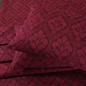 Royal Botanic Diamond Festivity 200 TC Red 100% Cotton Bed Sheet With Pillow Case