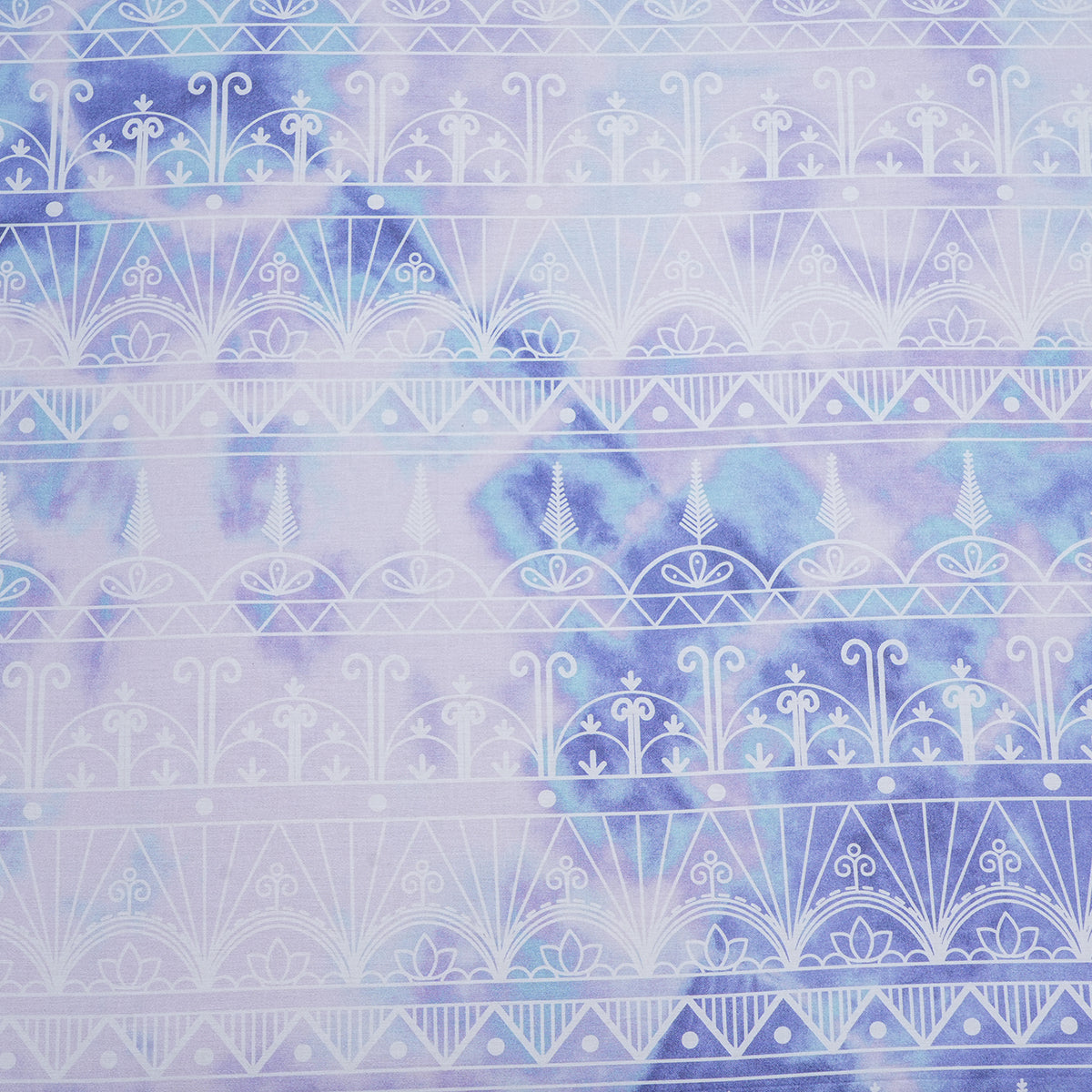 Royal Botanic 200 TC Pinterly Grid Blue 100% Cotton Bed Sheet With Pillow Case