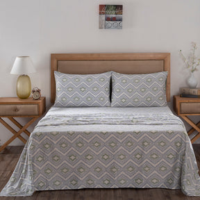Royal Botanic Demon Dash 200 TC Blue 100% Cotton Bed Sheet With Pillow Case