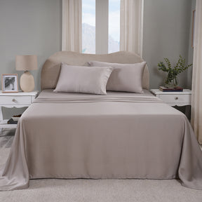 Vintage Noemi Solid 100% Tencelâ„¢ Grey Bed Sheet With Pillow Case
