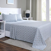 Hermosa Sensory Bloom Avery 100% Cotton Printed Bed Sheet with Pillow Case Blue
