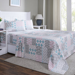 Hermosa Sensory Bloom Jude 100% Cotton Printed Bed Sheet with Pillow Case Blue