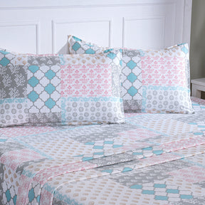 Hermosa Sensory Bloom Jude 100% Cotton Printed Bed Sheet with Pillow Case Blue