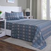 Hermosa Sensory Bloom  100% Cotton Printed Bed Sheet with Pillow Case Blue