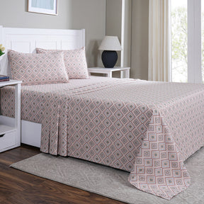 Hermosa Sensory Bloom  100% Cotton Printed Bed Sheet with Pillow Case Peach