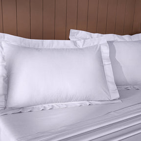 Buy Aurelius Self Jacquard 100% Cotton White Bed Sheet with Pillow