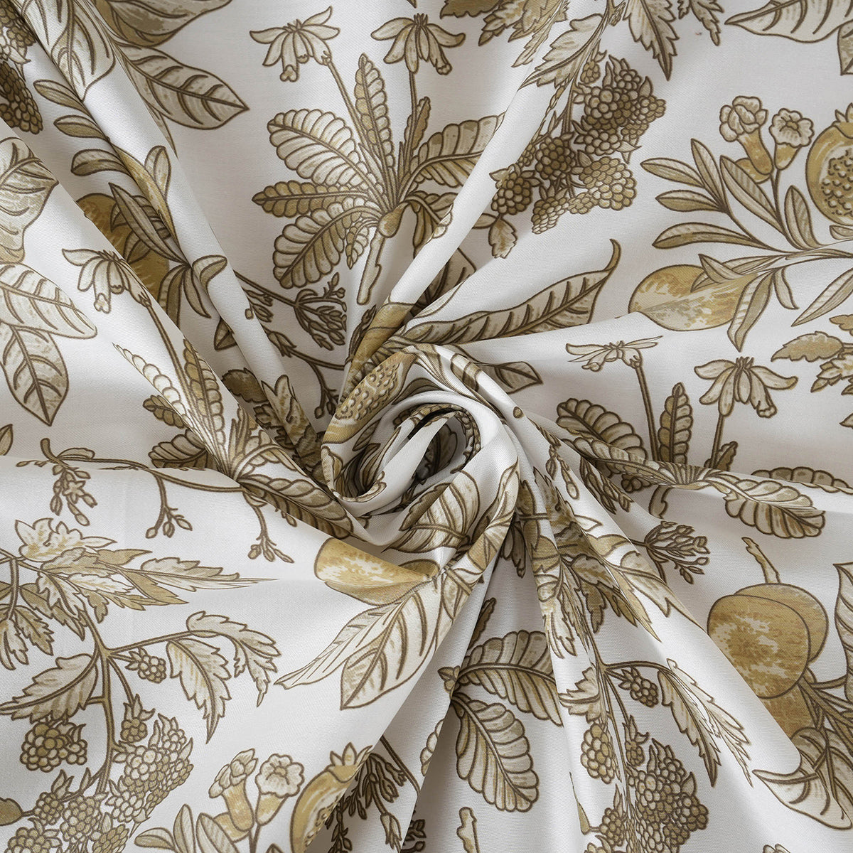 Sensory Bloom Fruity Foliage Mustard Bed Sheet with Pillow Case