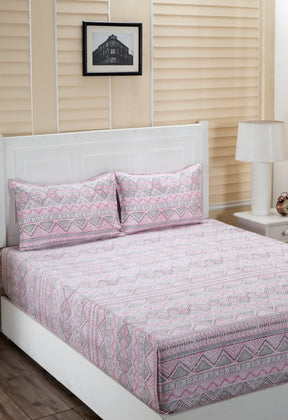 Donatella Austin Printed 200 TC 100% Cotton Pink Bed Sheet