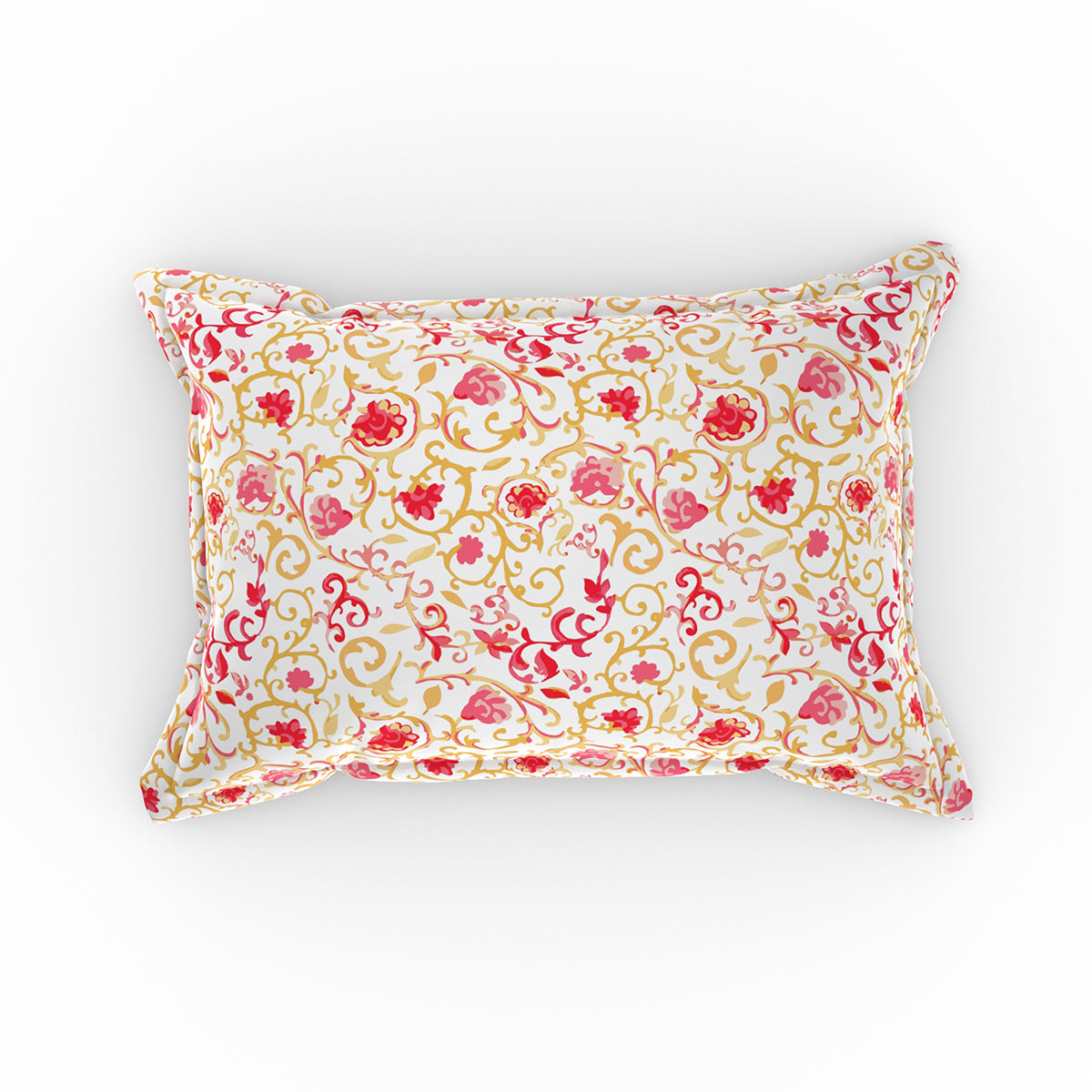 Modern Sanctuary Ethnic Scroll Printed 200 TC 100% Cotton Red Bed Sheet with Pillow Case