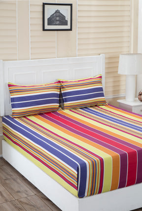Donatella Isabella Printed 200 TC 100% Cotton Red Bed Sheet with Pillow Case