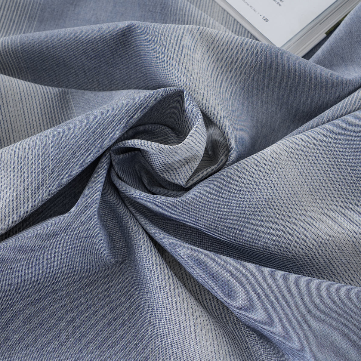 Rhythmic Stripe Reversible Made With Egyptian Cotton Ultra Soft Classic Blue/Grey Marble Bed Sheet Set