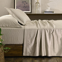 Scroll Self Jacquard 100% Cotton Ultra Soft Bed Sheet With Pillow Covers
