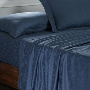 Scroll Self Jacquard 100% Cotton Ultra Soft Bed Sheet With Pillow Covers