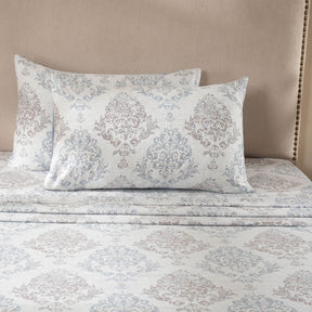 PBS Timeless Ornare 100% Cotton Bed Sheet with Pillow Case Dusty Blue
