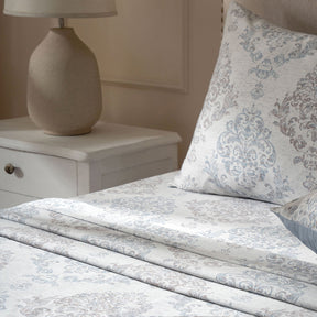 PBS Timeless Ornare 100% Cotton Bed Sheet with Pillow Case Dusty Blue