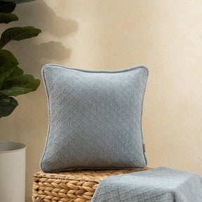 Blaize 100% Cotton Solid Weave Blue Cushion Cover