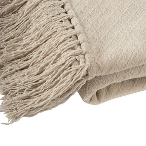 Blaize 100% Cotton Solid Weave Beige 1Pc Throw
