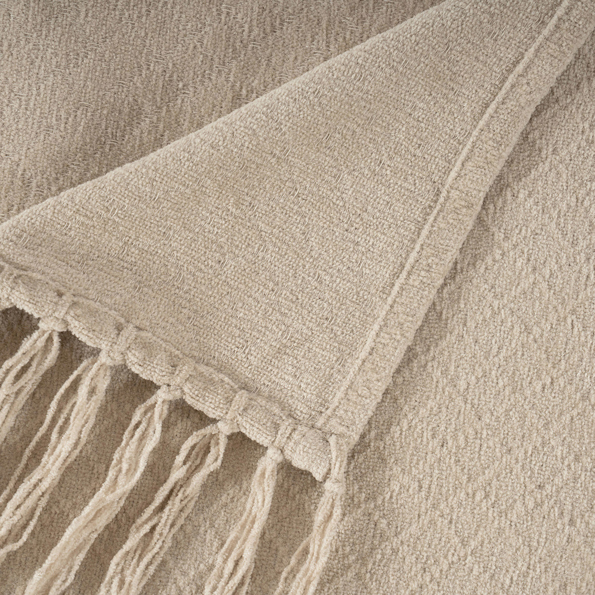 Blaize 100% Cotton Solid Weave Beige 1Pc Throw