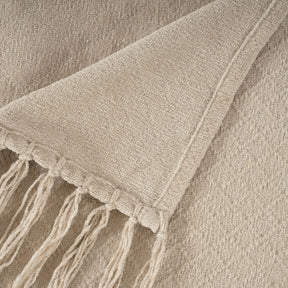 Blaize 100% Cotton Solid Weave Beige 1Pc Throw