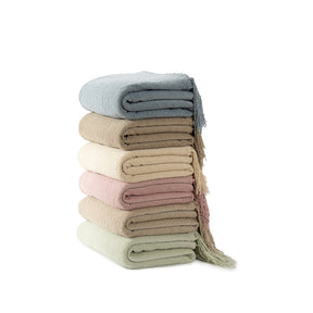 Blaize 100% Cotton Solid Weave Beige 1Pc Throw