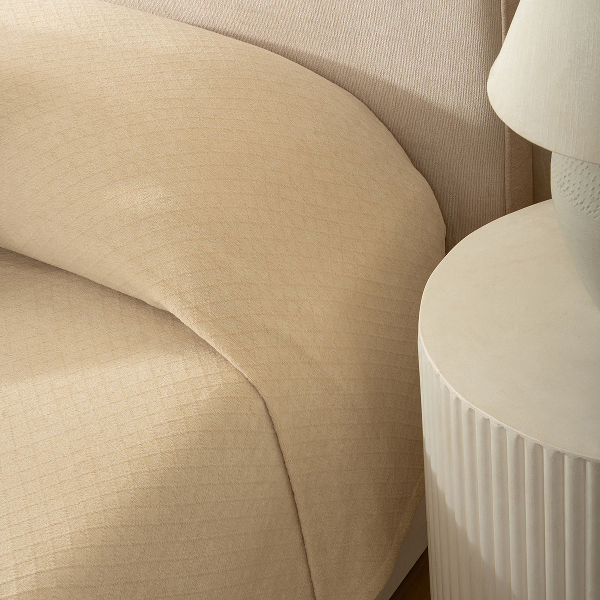 Blaize 100% Cotton Solid Weave Beige Bed Cover