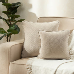 Blaize 100% Cotton Solid Weave Beige Cushion Cover