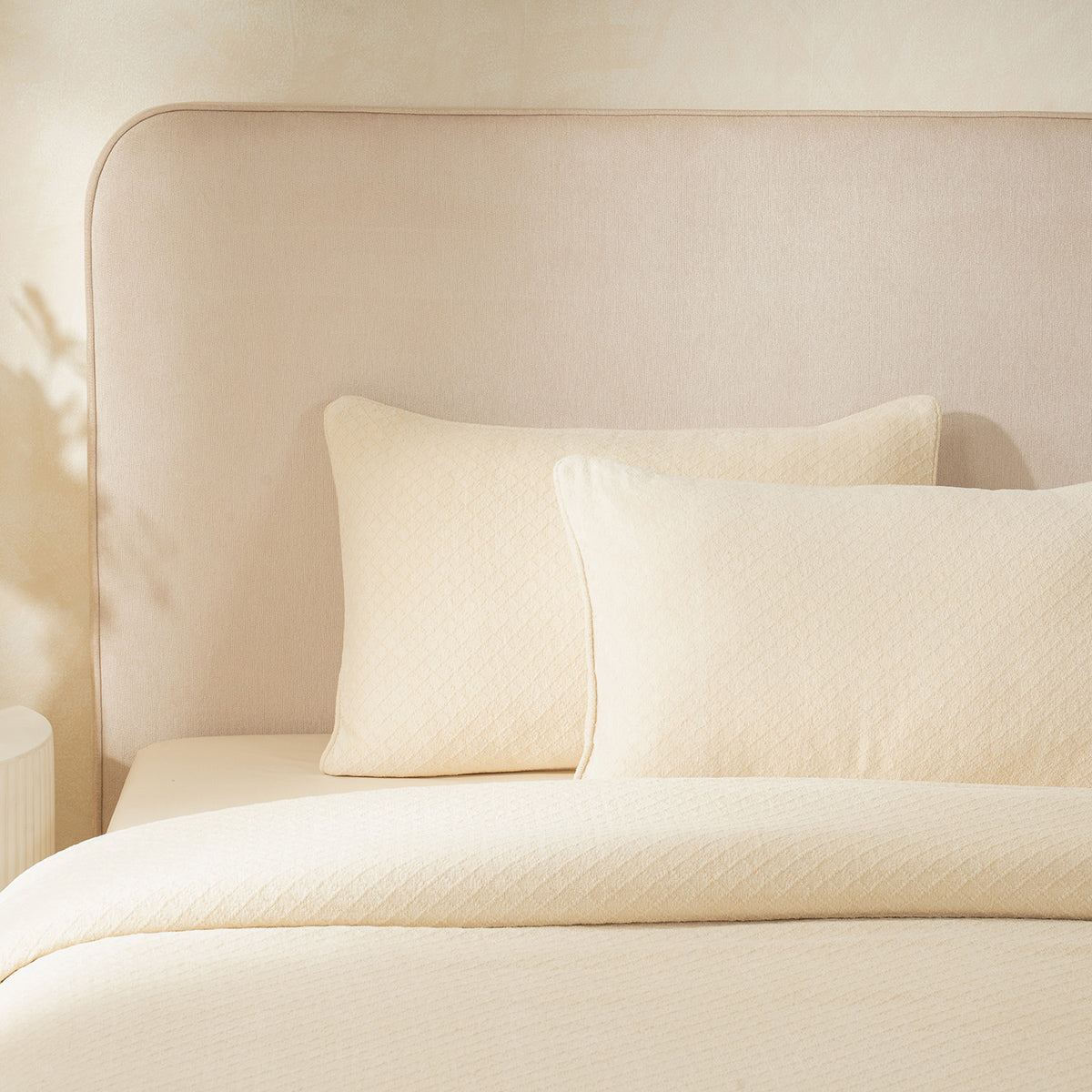 Blaize 100% Cotton Solid Weave Beige Pillow Sham Set