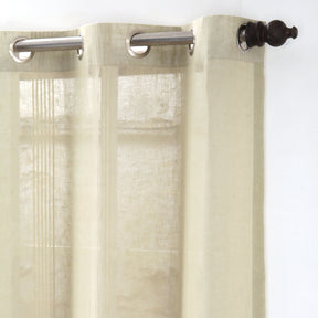 Cannabis Stripe Solid 2PC Beige Curtain Set