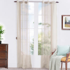 Cannabis Stripe Solid 2PC Beige Curtain Set