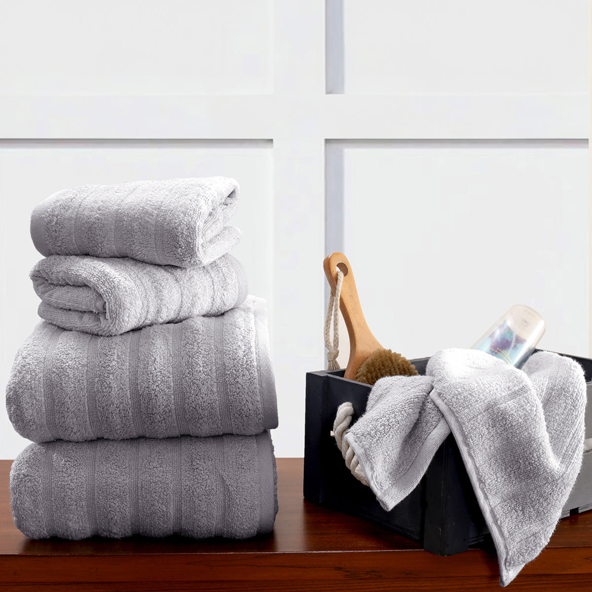 Maspar Casper Towel 100% Cotton Antimicrobial Antifungal Super Absorbent & Soft Frost Grey