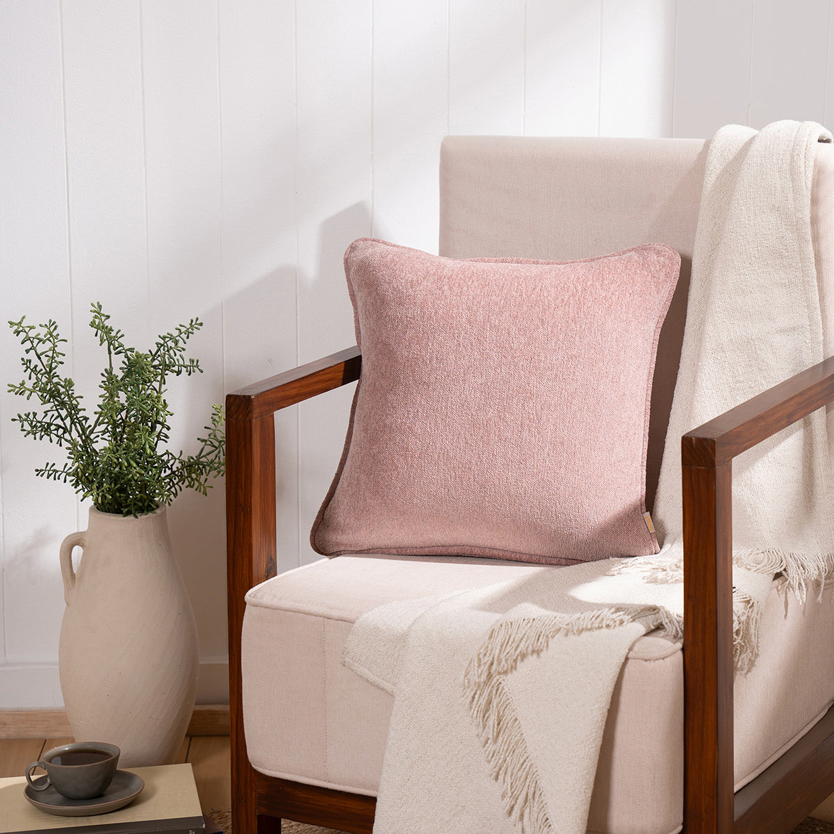 Charlotte Woven Misty Rose Cushion Cover