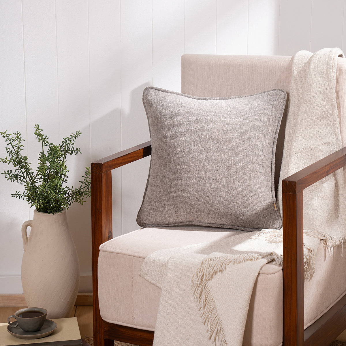 Charlotte Woven Silver Cushion Cover