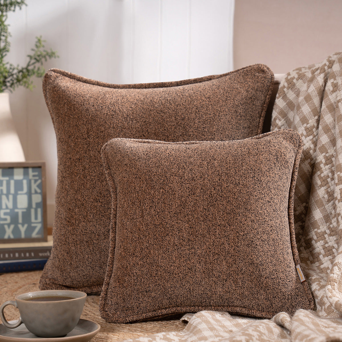 Charlotte Woven Tawny Brown Cushion Cover
