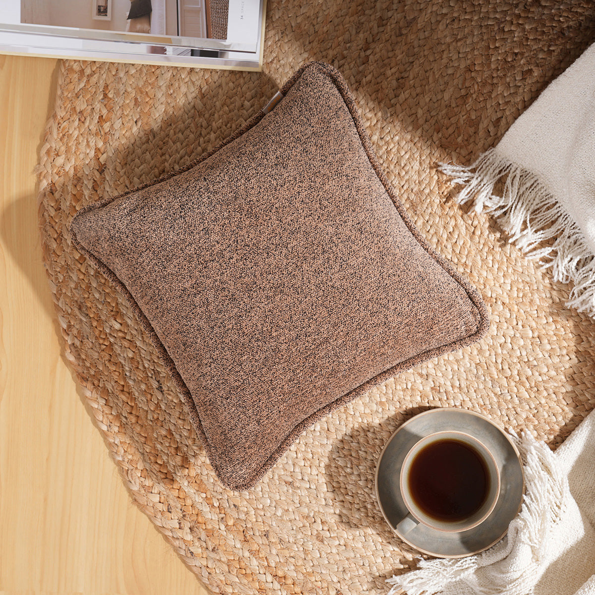Charlotte Woven Tawny Brown Cushion Cover