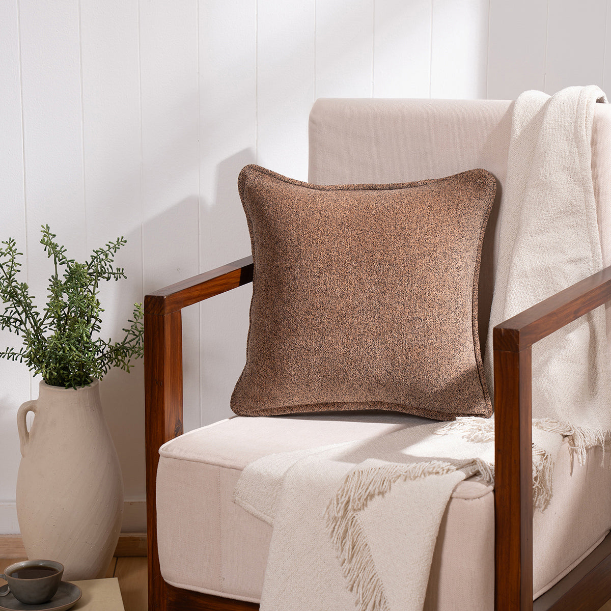 Charlotte Woven Tawny Brown Cushion Cover