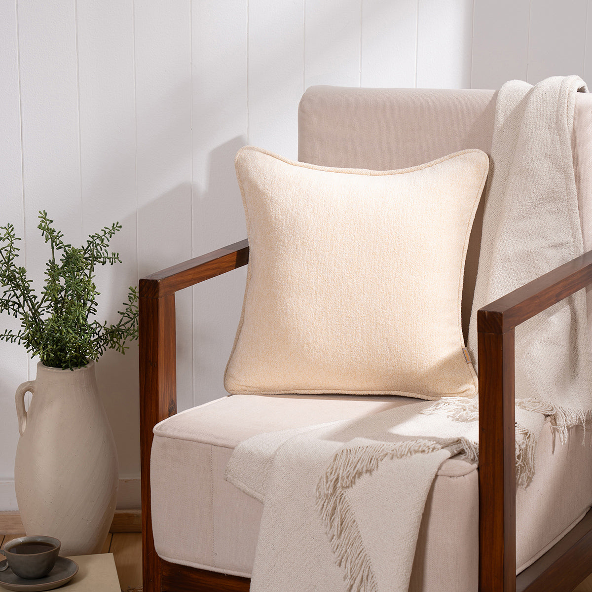 Charlotte Woven Vanilla Cushion Cover