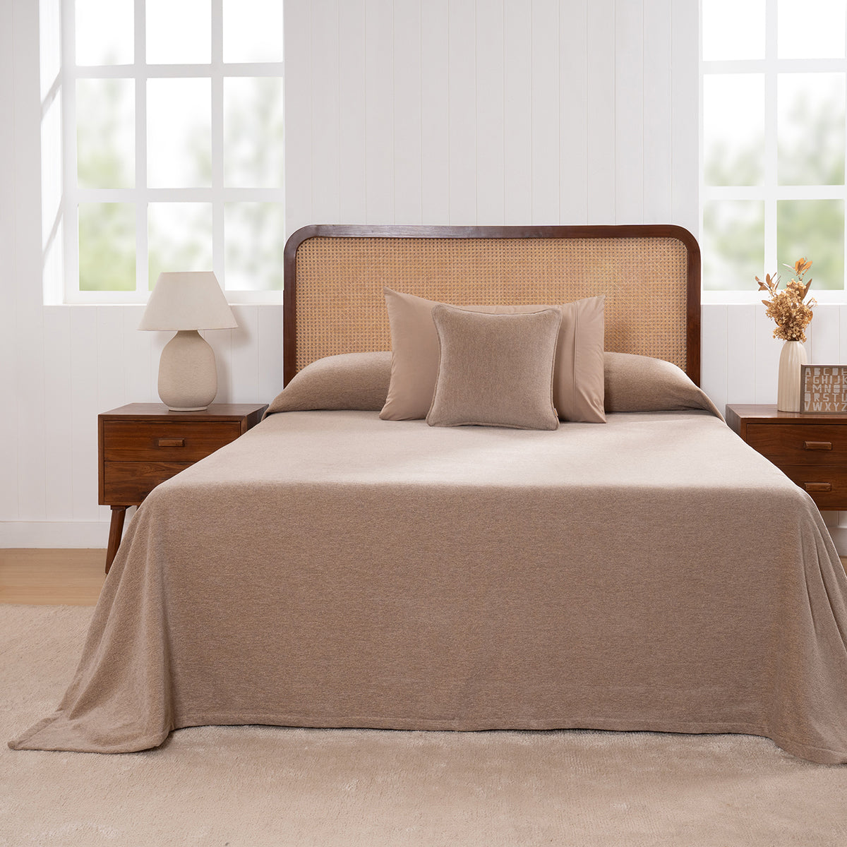 Charlotte Woven Warm Sand Bed Cover /Blanket