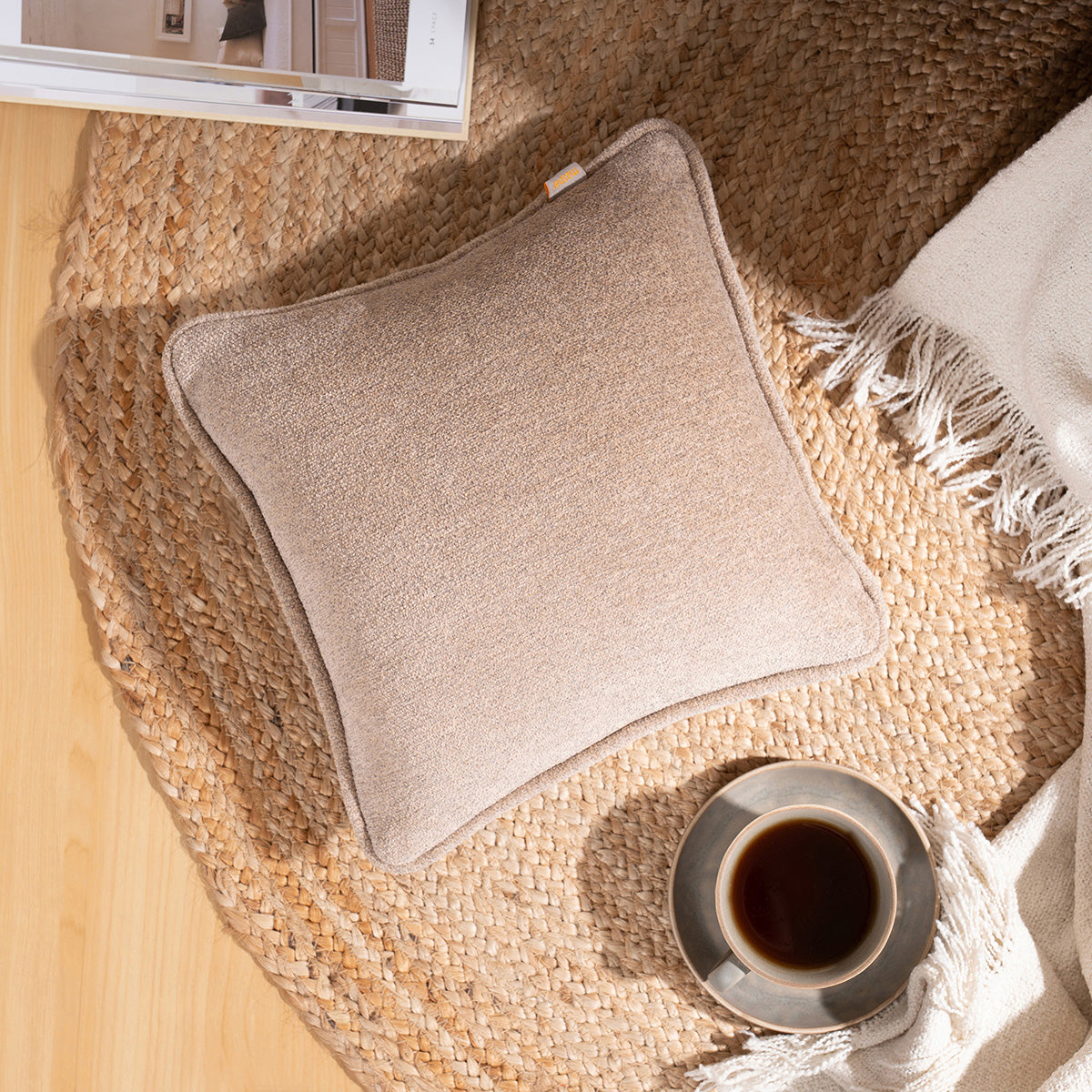 Charlotte Woven Warm Sand Cushion Cover