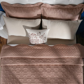 Classical Impression Swirling 100% Cotton 8pcs Quilt/Qulited Bed Cover Set Brown