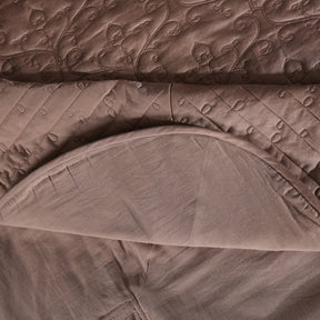 Classical Impression Swirling 100% Cotton 8pcs Quilt/Qulited Bed Cover Set Brown