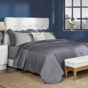 Classical Impression Swirling 100% Cotton 8pcs Quilt/Qulited Bed Cover Set Grey