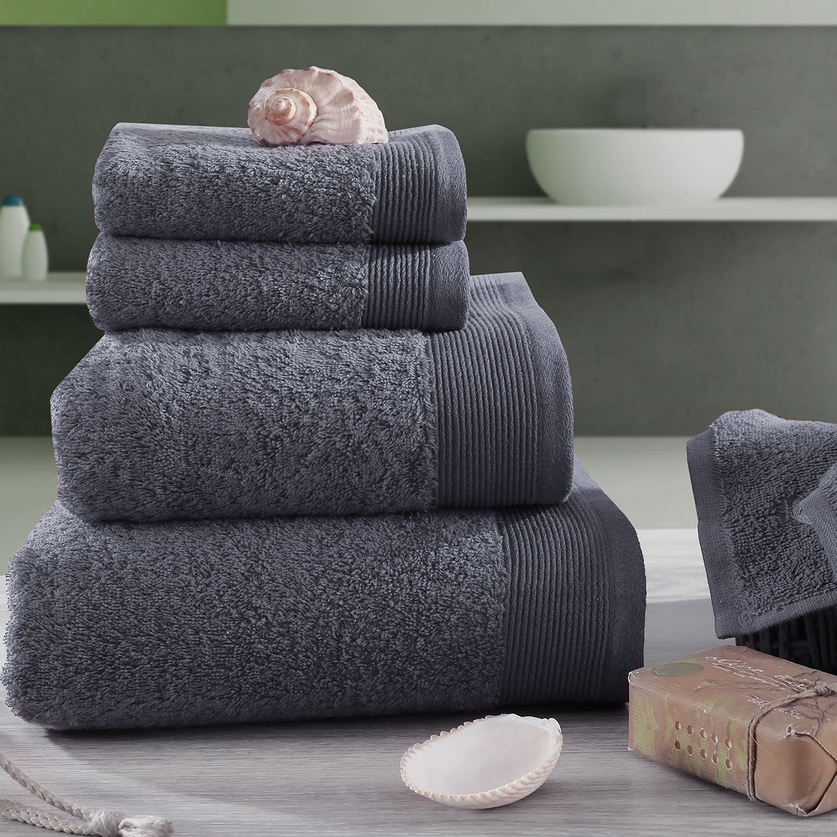 colorart embedded stripe pewter towel