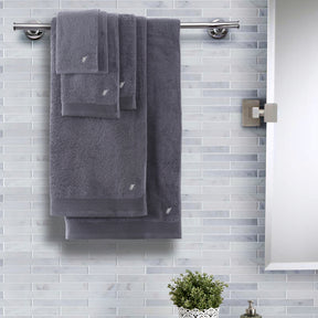 colorart embedded stripe pewter towel