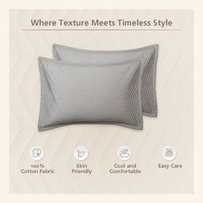 Colorart Penelope Quilted Pillow Sham Set of 2 Flint Grey