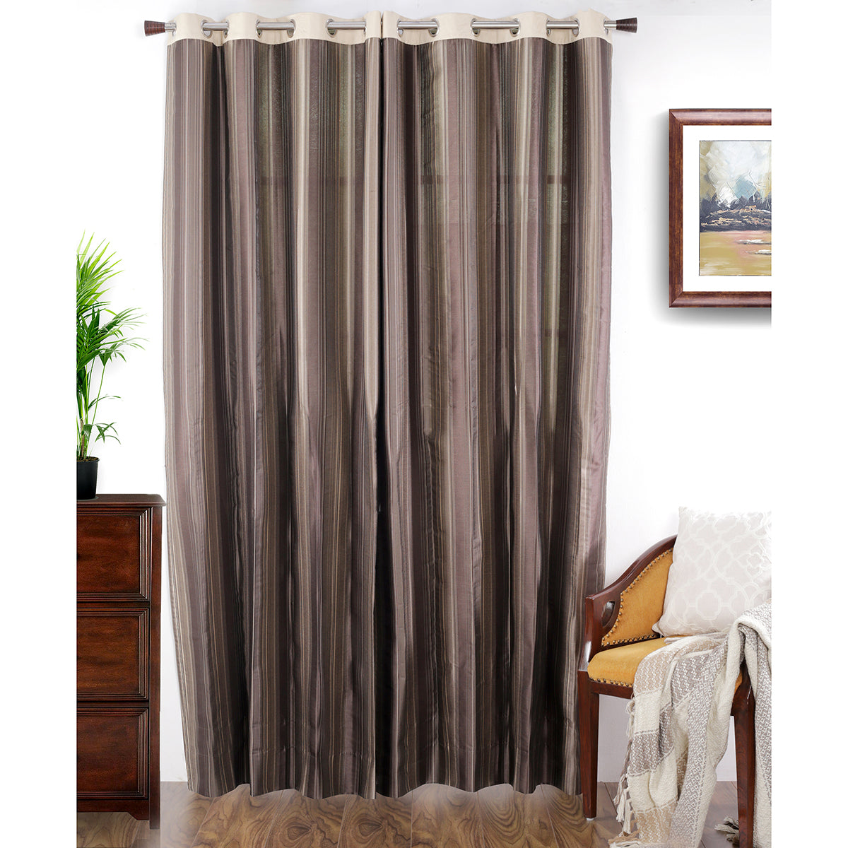 Duo Stripe Woven 2PC Curtain Set
