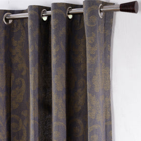 Spotted Damask Jacquard Blue Curtain Set