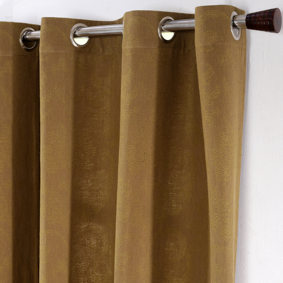 Spotted Damask Jacquard Green Curtain Set