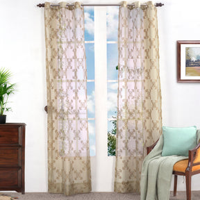 Mambo Magic Embroidered 2 PC Green Curtain Set